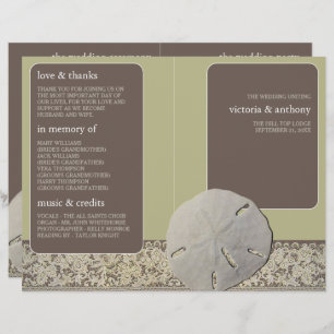 Sand dollar Lace, Vintage Beach Wedding Programme
