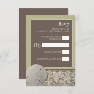 Sand dollar Lace, Vintage Beach Wedding RSVP Card