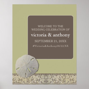 Sand dollar Lace, Vintage Beach Wedding Welcome Poster