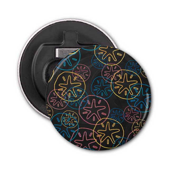 Sand Dollar Lines Red Yellow Blue Bottle Opener (Front)