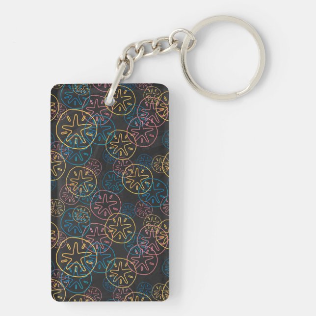 Sand Dollar Lines Red Yellow Blue Key Ring (Back)
