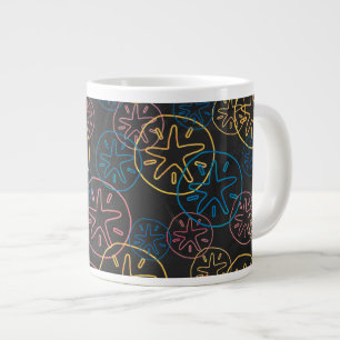 Sand Dollar Lines Red Yellow Blue Large Coffee Mug