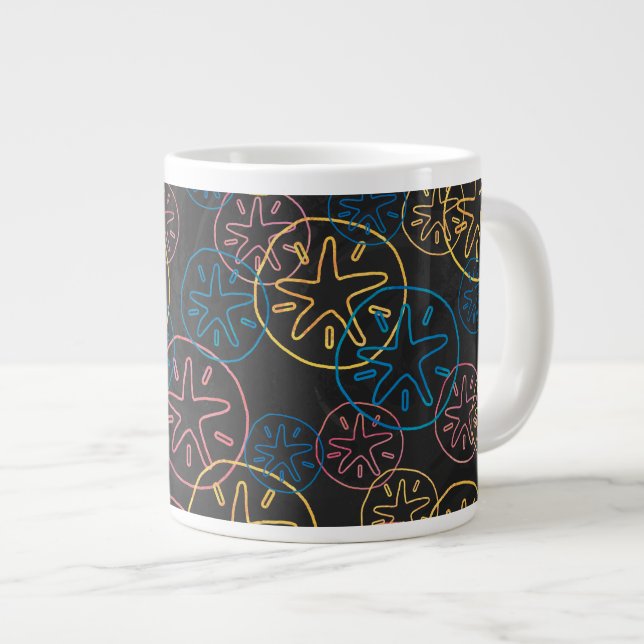 Sand Dollar Lines Red Yellow Blue Large Coffee Mug (Front Right)