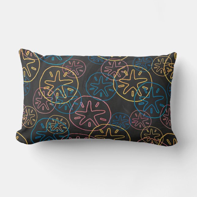 Sand Dollar Lines Red Yellow Blue Lumbar Cushion (Front)