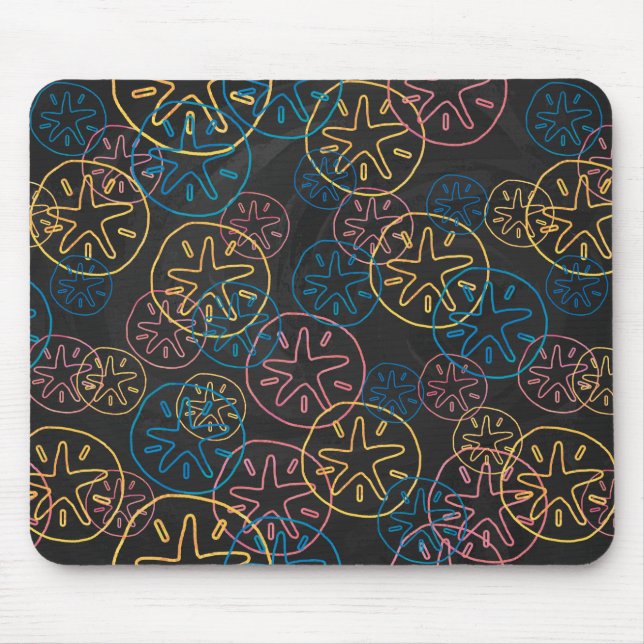 Sand Dollar Lines Red Yellow Blue Mouse Mat (Front)