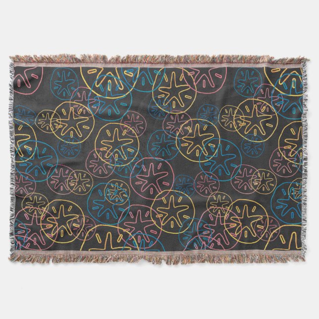 Sand Dollar Lines Red Yellow Blue Throw Blanket (Front)