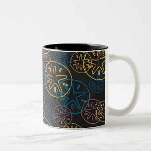 Sand Dollar Lines Red Yellow Blue Two-Tone Coffee Mug