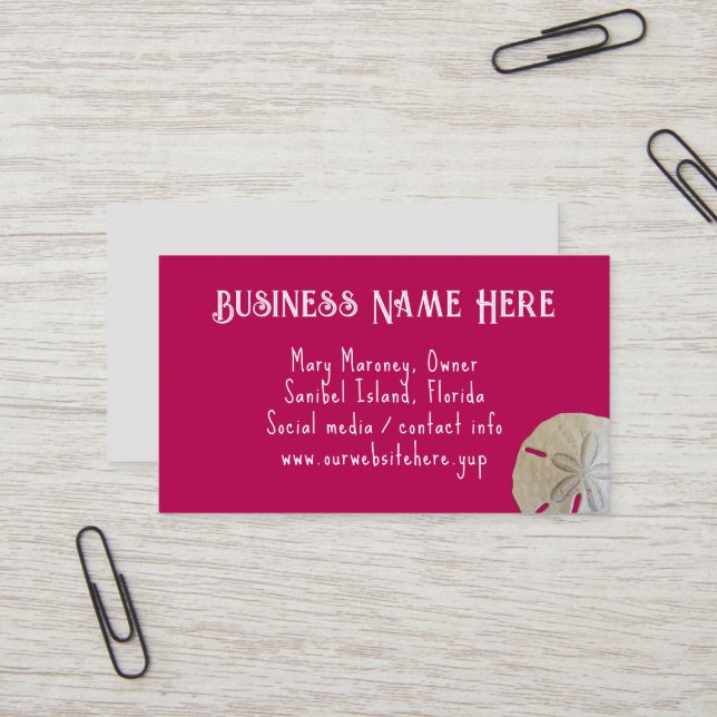 Sand Dollar Magenta Pink Business Cards (Front/Back In Situ)