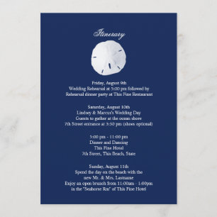 Sand Dollar Navy Blue Wedding Intinerary Programme
