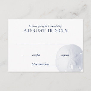 Sand Dollar Navy Blue Wedding RSVP