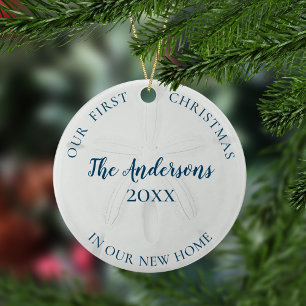 Sand Dollar New Home First Christmas Ceramic Tree Decoration