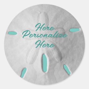 Sand dollar ocean beach summer turquoise white classic round sticker