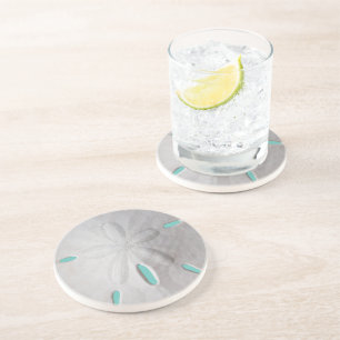 Sand dollar ocean beach summer turquoise white coaster
