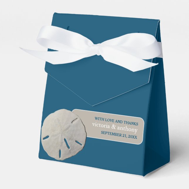 Sand dollar, Ocean Blue Beach Wedding Favour Box (Front Side)