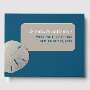 Sand dollar, Ocean Blue Beach Wedding Guest Book