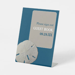Sand dollar, Ocean Blue Beach Wedding Pedestal Sign