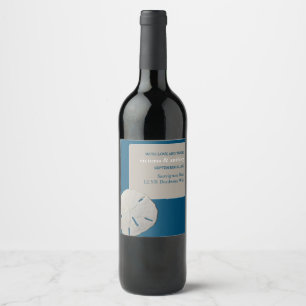 Sand dollar, Ocean Blue Beach Wedding Wine Label