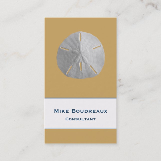 Sand Dollar on Sand Brown Business Card (Back)