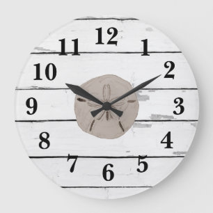 Sand Dollar Painting Shiplap Rustic Decor Large Clock