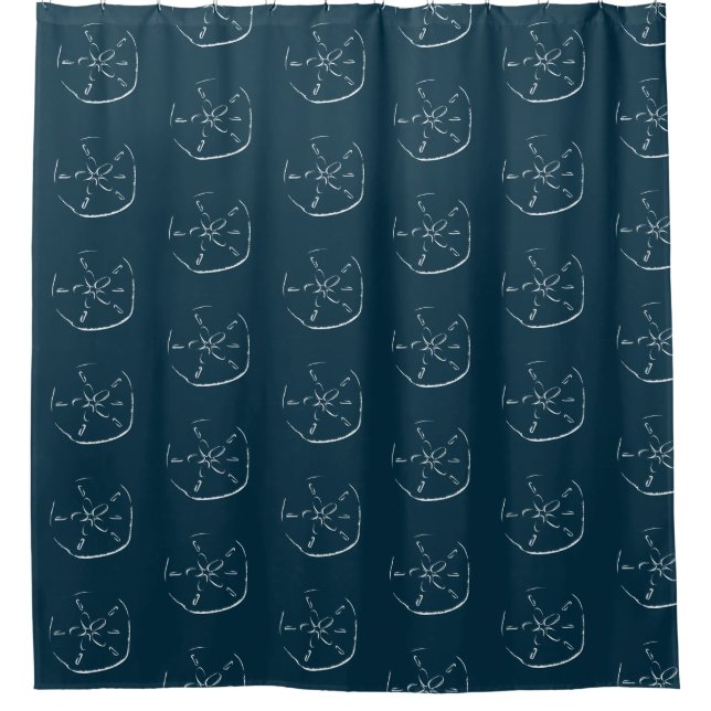Sand Dollar Pattern Drawing Ocean Blue Shower Curtain (Front)