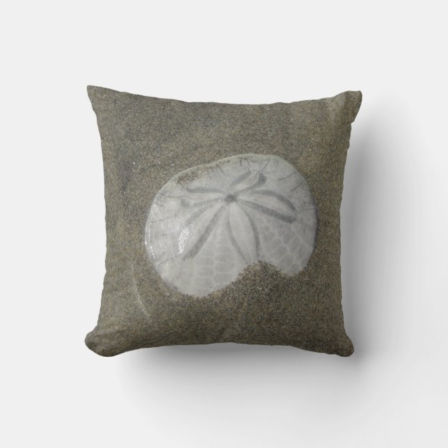 Sand Dollar Photo Wet Sand Beach Nature Coastal Cushion (Front)