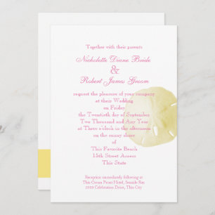 Sand Dollar Pink and Yellow Wedding Invitation