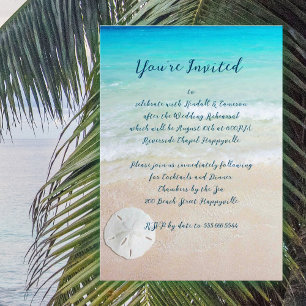 Sand Dollar Rehearsal Dinner Beach Themed Invitation