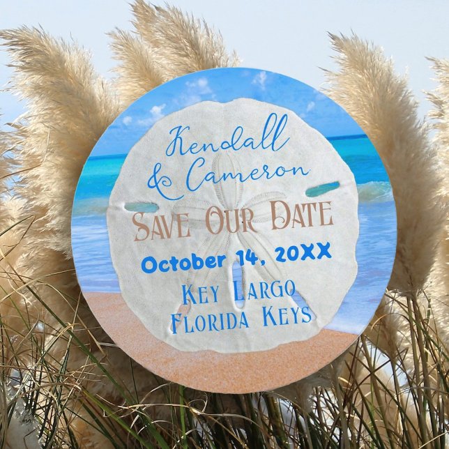 Sand Dollar Round Save the Date Cards (Creator Uploaded)