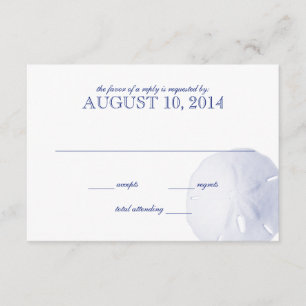 Sand Dollar Royal Blue Wedding RSVP Card