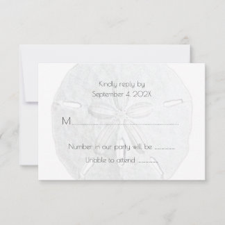 Sand Dollar RSVP Simple Neutral Beach Wedding Card