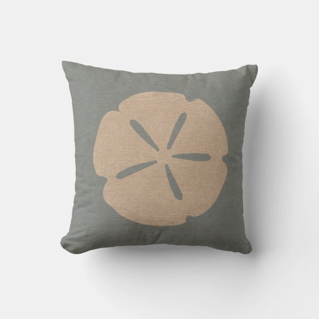 Sand Dollar Sea Shell Beach Blue Cushion (Front)