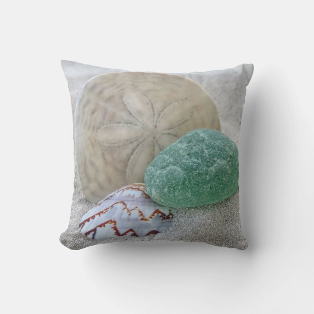 Sand dollar, seashell and sea glass - pillow (Front)