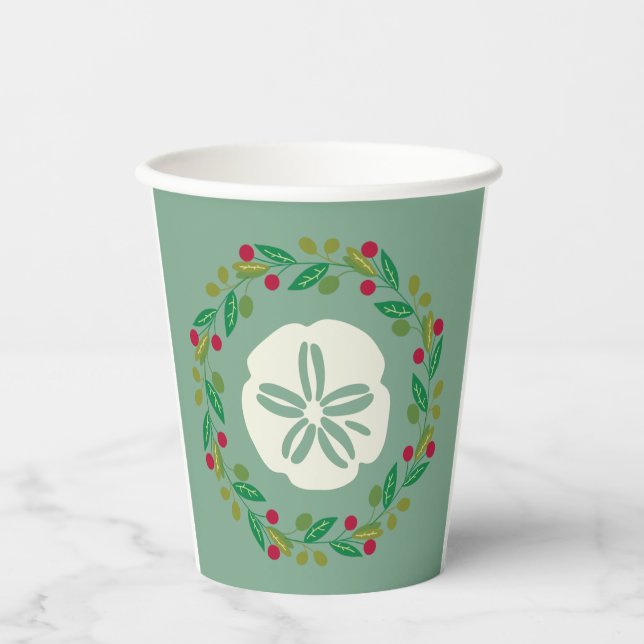 Sand Dollar Seashell Christmas Paper Cups (Front)