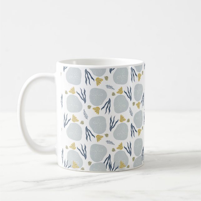 Sand Dollar Seashells Beach Pattern Beach  Coffee Mug (Left)