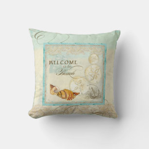 Sand Dollar Shell Coastal Beach Home Decor Pillow