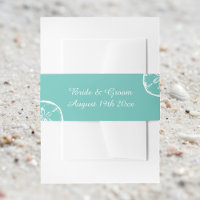 Sand dollar shell teal and white beach wedding