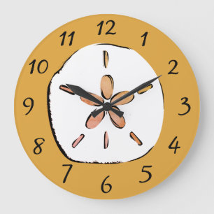 Sand Dollar Sketch Large Clock