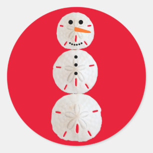 Sand Dollar Snowman Classic Round Sticker