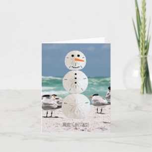 Sand Dollar Snowman Holiday Card