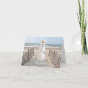 Sand Dollar Snowman Holiday Card