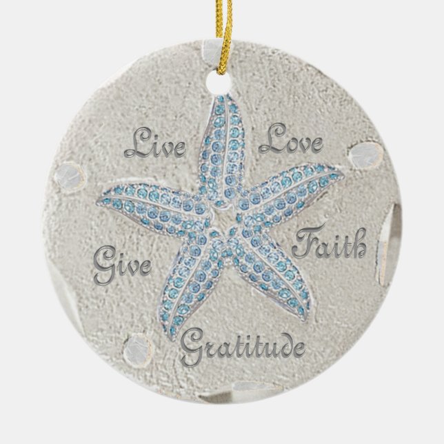 Sand Dollar Starfish Gem Ornament (Front)