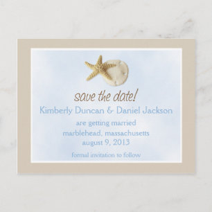 Sand Dollar & Starfish Save the Date Announcement Postcard
