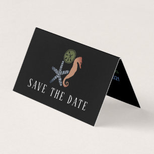 Sand Dollar, Starfish, Seahorse Save The Date Card