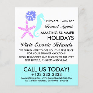 Sand Dollar, Starfish, Seahorse, Travel Agent Flyer