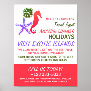 Sand Dollar, Starfish, Seahorse, Travel Agent Poster