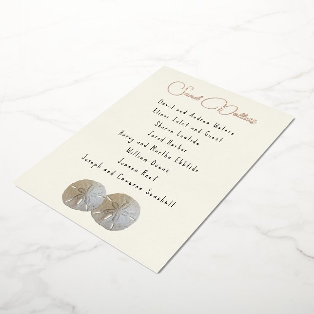 Sand Dollar Table Number Name Seating List Cards (Rotated)
