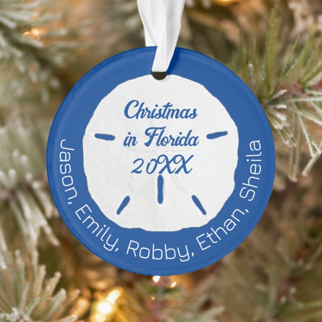 Sand Dollar Tropical Christmas Holiday Navy Ornament (Tree)