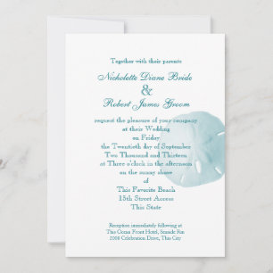 Sand Dollar Turquoise Wedding Invitation