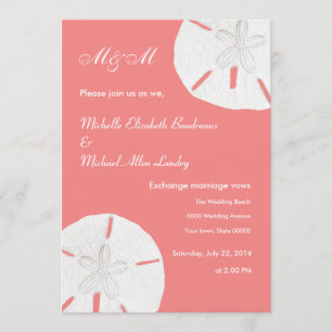 Sand Dollar Wedding Coral Wedding Invitation