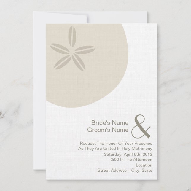 Sand Dollar Wedding Invite From Bride & Groom (Front)